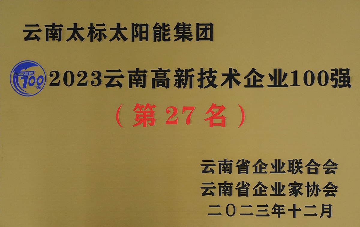 2023高新技术企业100强奖牌